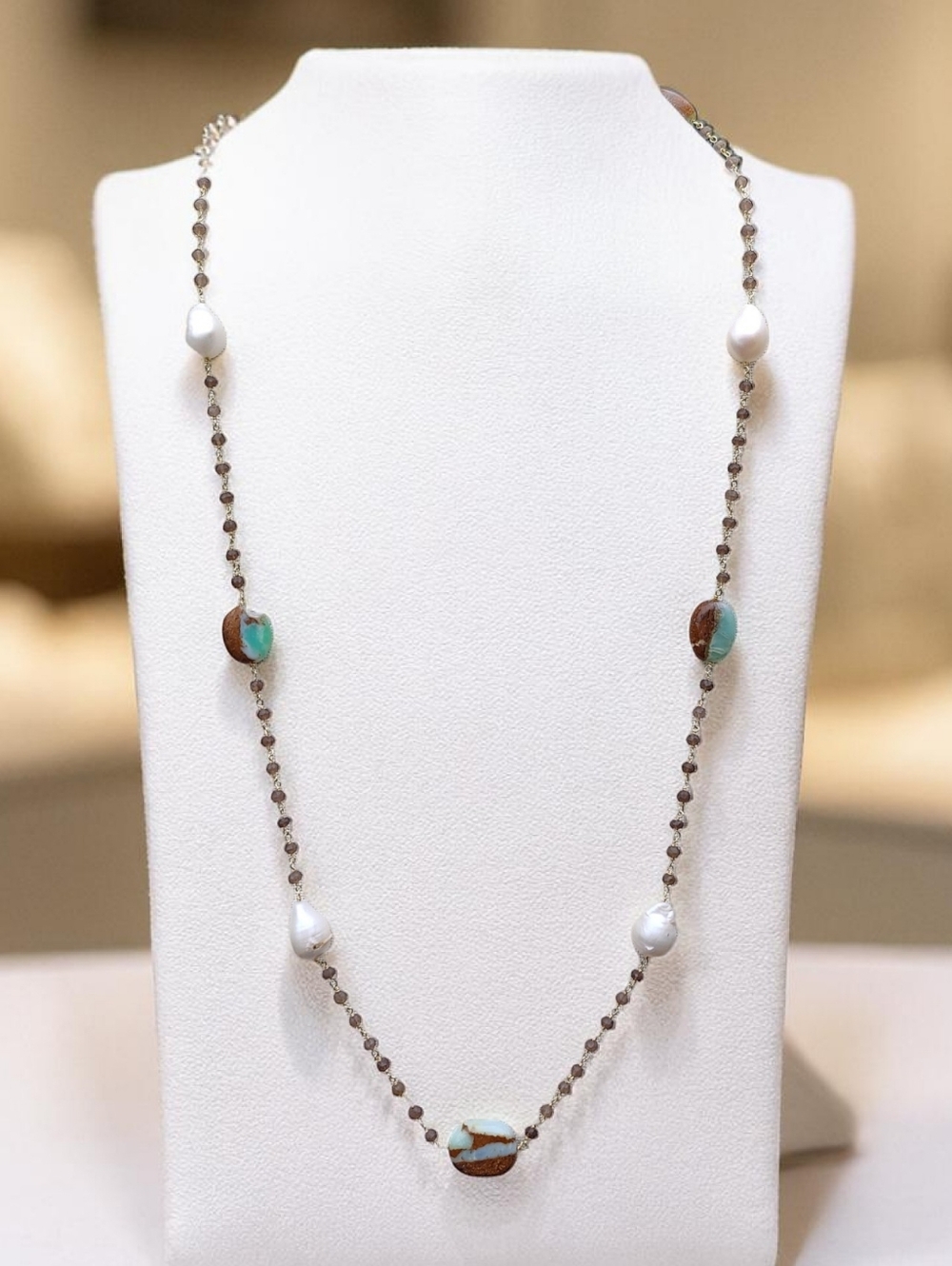 Rarities Carol Brodie Vermeil Sterling Silver Chrysophrase & Pearl Necklace